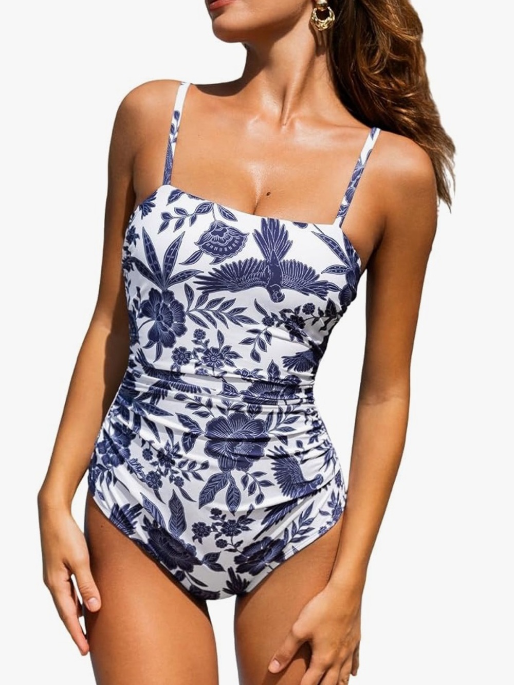NWT CUPSHE Swimsuit One Piece bathing Square Neck Cutout Back Tummy Control XL